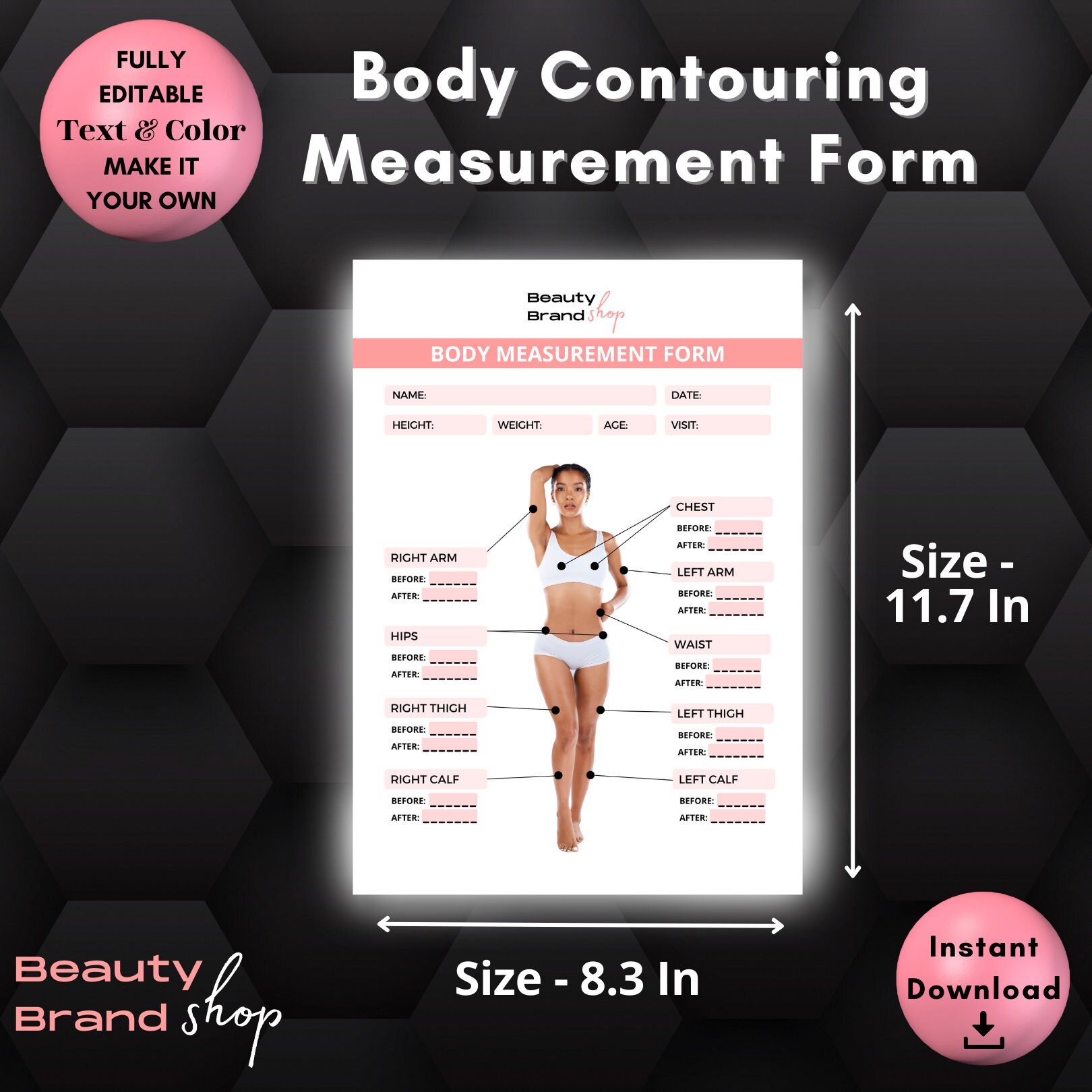 Body Contouring Body Measurement Form, Body Sculpting Consent Form ...