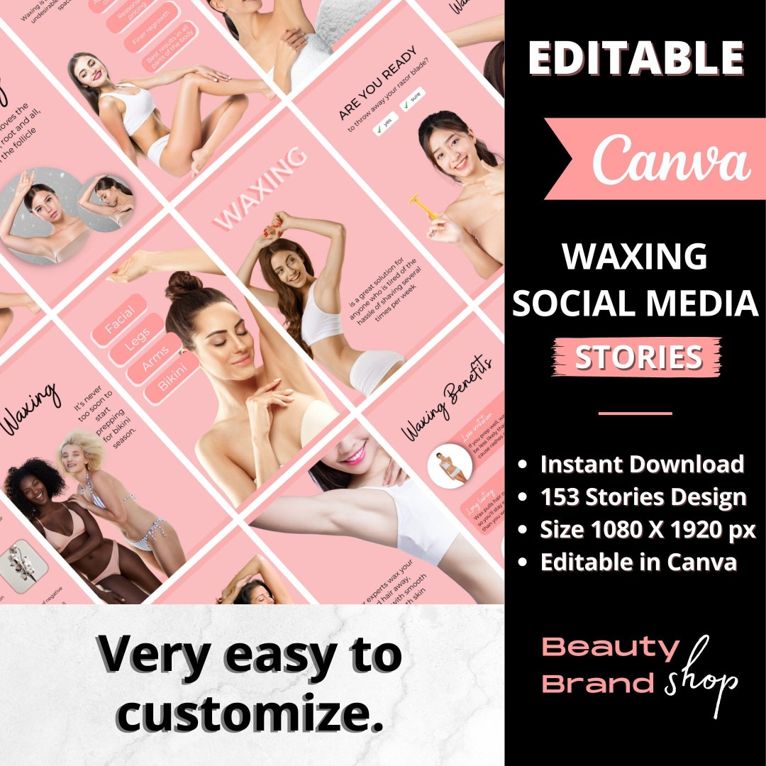 Waxing Instagram Story Templates, Wax Instagram Posts IG Stories, Hair