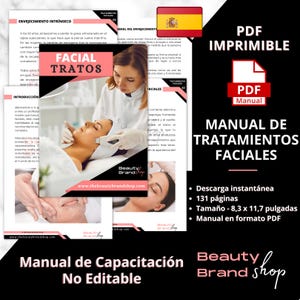 Manual de Tratamientos Faciales, Facial Treatments Manual(SPANISH), Skin Treatments Training Manual,  Facial Guide, Beauty Training Resource