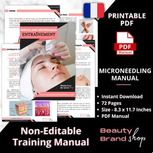 FRENCH Version - Microneedling Training Manual, Beauty Manual, Skin needling, Collagen Induction Therapy, Microneedling Process,  PDF Manual