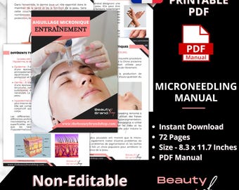 FRENCH Version - Microneedling Training Manual, Beauty Manual, Skin needling, Collagen Induction Therapy, Microneedling Process,  PDF Manual