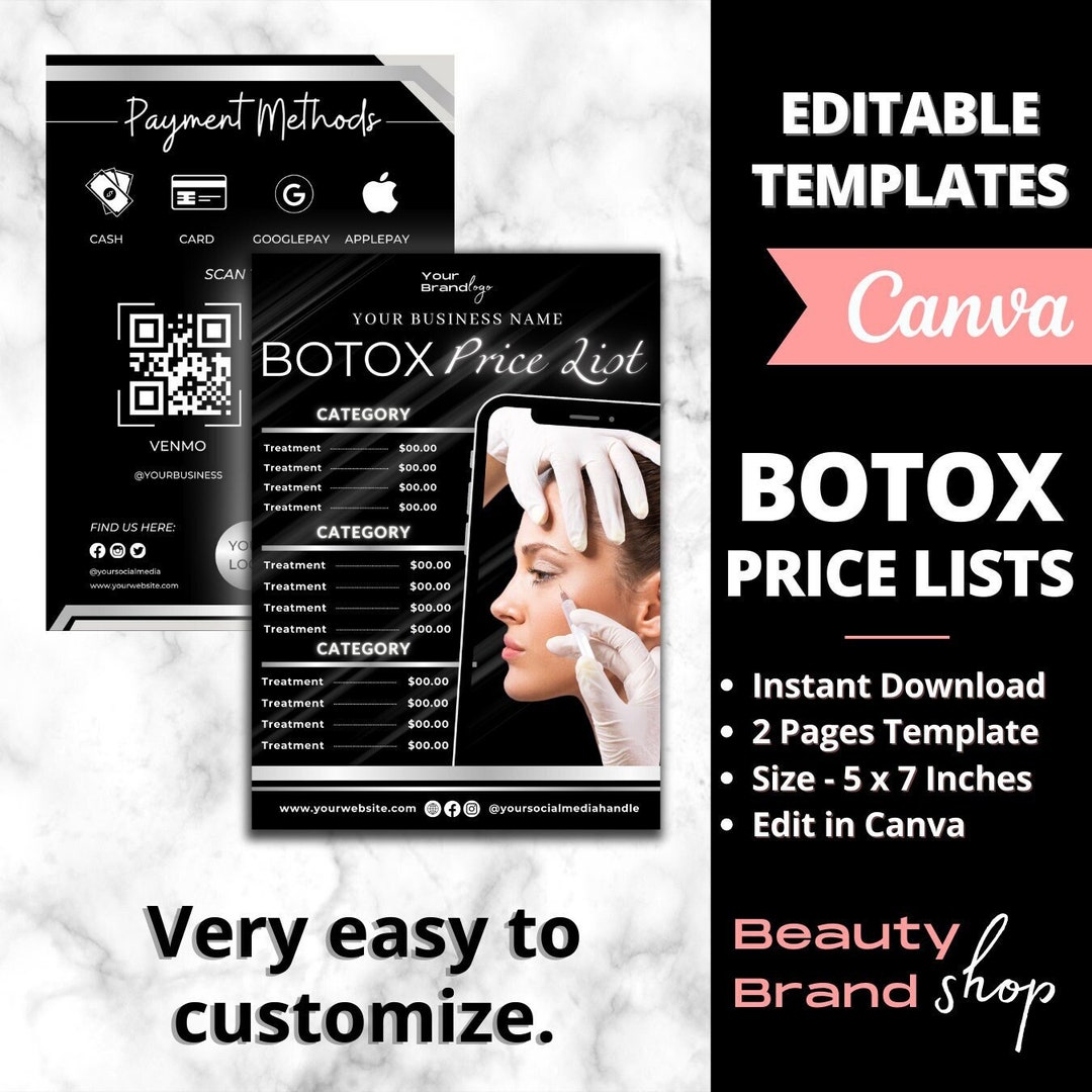 Botox Price List, Digital Botulinum Toxin and Dermal Fillers Pricelist ...