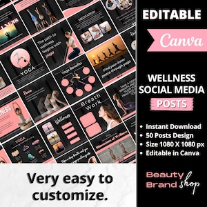 Wellness Social Media Posts, Health and Wellness Instagram Posts Templates, Healthy lifestyle Posts, Health Wellness Social Media Templates