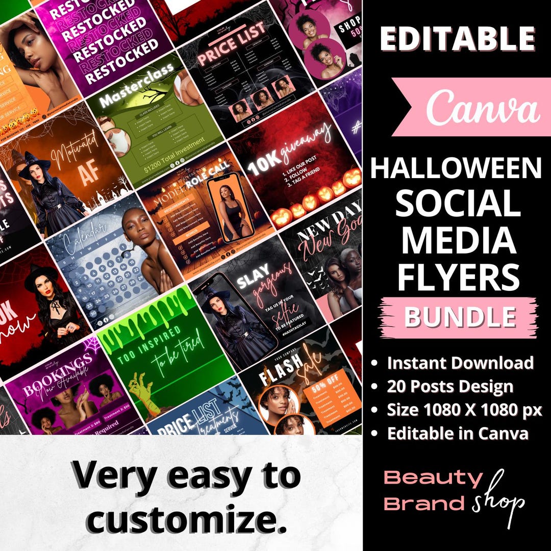 Halloween Instagram Flyers Bundle, DIY Social Media Halloween Flyer ...