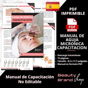 Microneedling Manual-SPANISH Version, Beauty Manual, Skin needling Guide, Collagen Induction Therapy, Microneedling Process Printable Manual