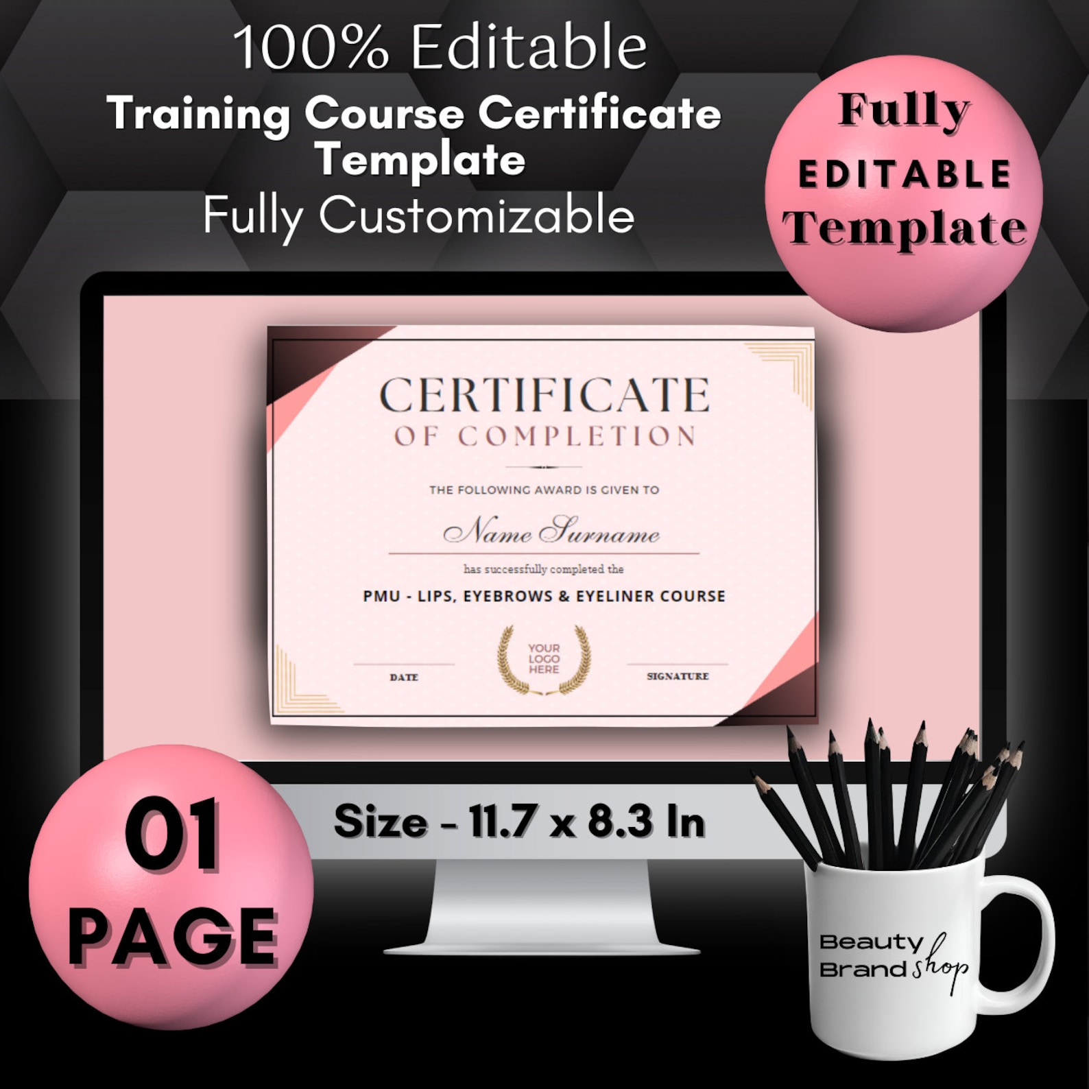 Certificate of Completion Template, Printable Lashes Award Template ...