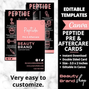 Peptide Pre &Aftercare Cards, Peptide Therapy for Weight Loss, Peptide Weight Loss Guides, Medical Weight Loss Templates, Med Spa Care Cards