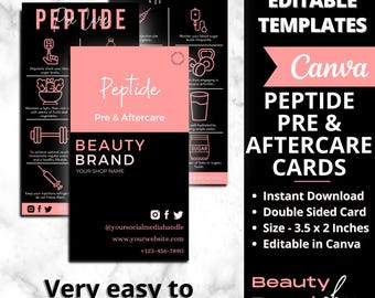 Peptide Pre &Aftercare Cards, Peptide Therapy for Weight Loss, Peptide Weight Loss Guides, Medical Weight Loss Templates, Med Spa Care Cards