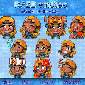 valorant Gaz emotes/ valorant raze cute/ valorant raze chibi/ emotes twitch/ emotes chibi/ emotes bundle