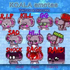koala Emotes/ koala  Chibi/ Emotes Discord/ Emotes Twitch/  Emotes