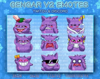 Gengar v2 Emotes/ Gengar  Chibi/ Emotes Discord/ Emotes Twitch