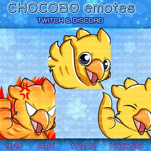 Final Fantasy Chocobo emotes/ Final Fantasy Chocobo cute/ Final Fantasy Chocobo chibi/ emotes twitch/ emotes chibi/ emotes bundle