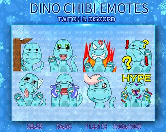 Emotes do Dino 3/ Dino Chibi/ Emotes do Discord/ Emotes da Twitch/dinossauro chibi