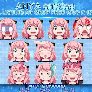Anya emotes/ Anya cute/ Anya chibi/ emotes twitch/ emotes chibi/ emotes bundle