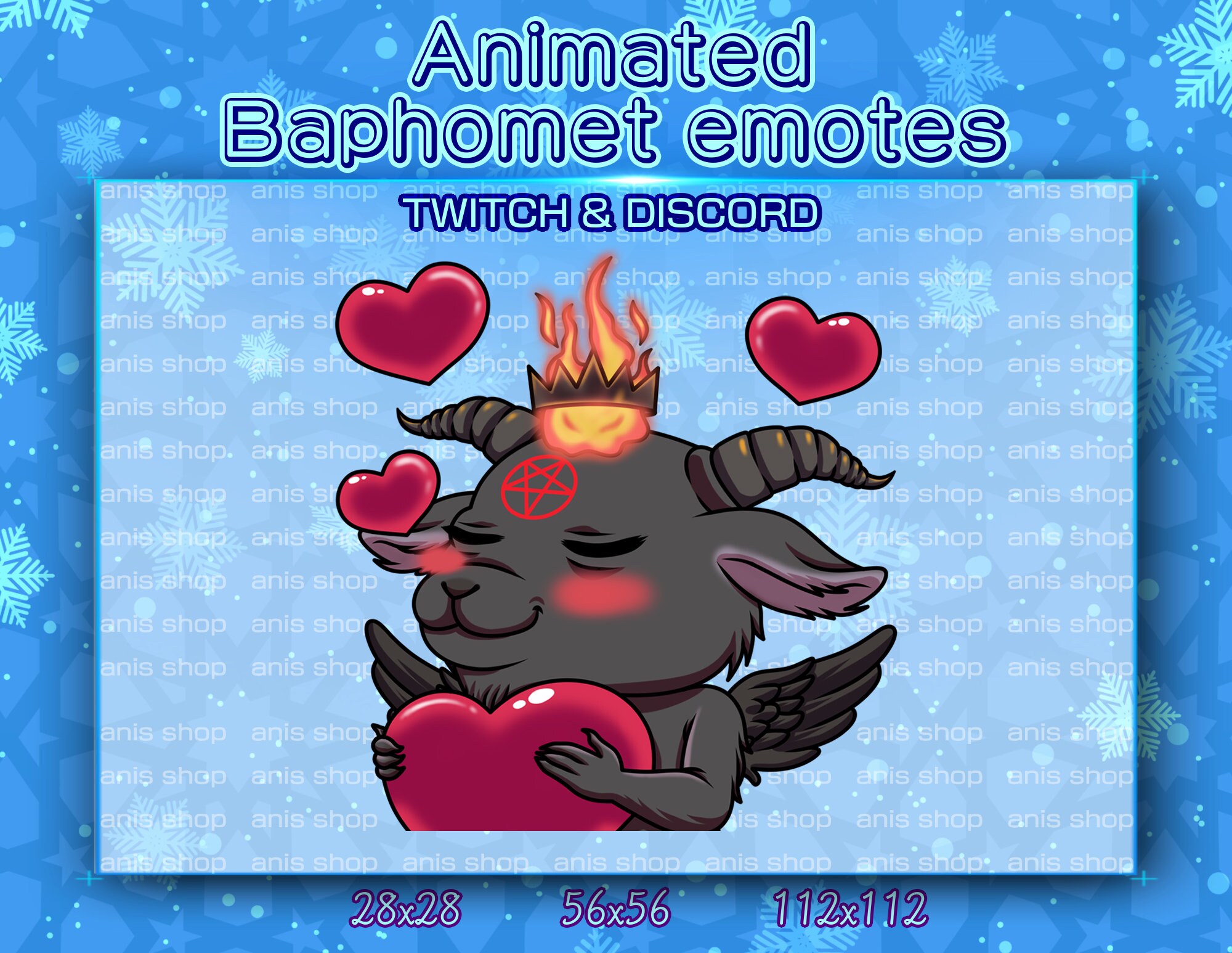 Animated baphomed Emotes/ baphomed Chibi/ Emotes Discord/ Emotes Twitch/ Skull emotes