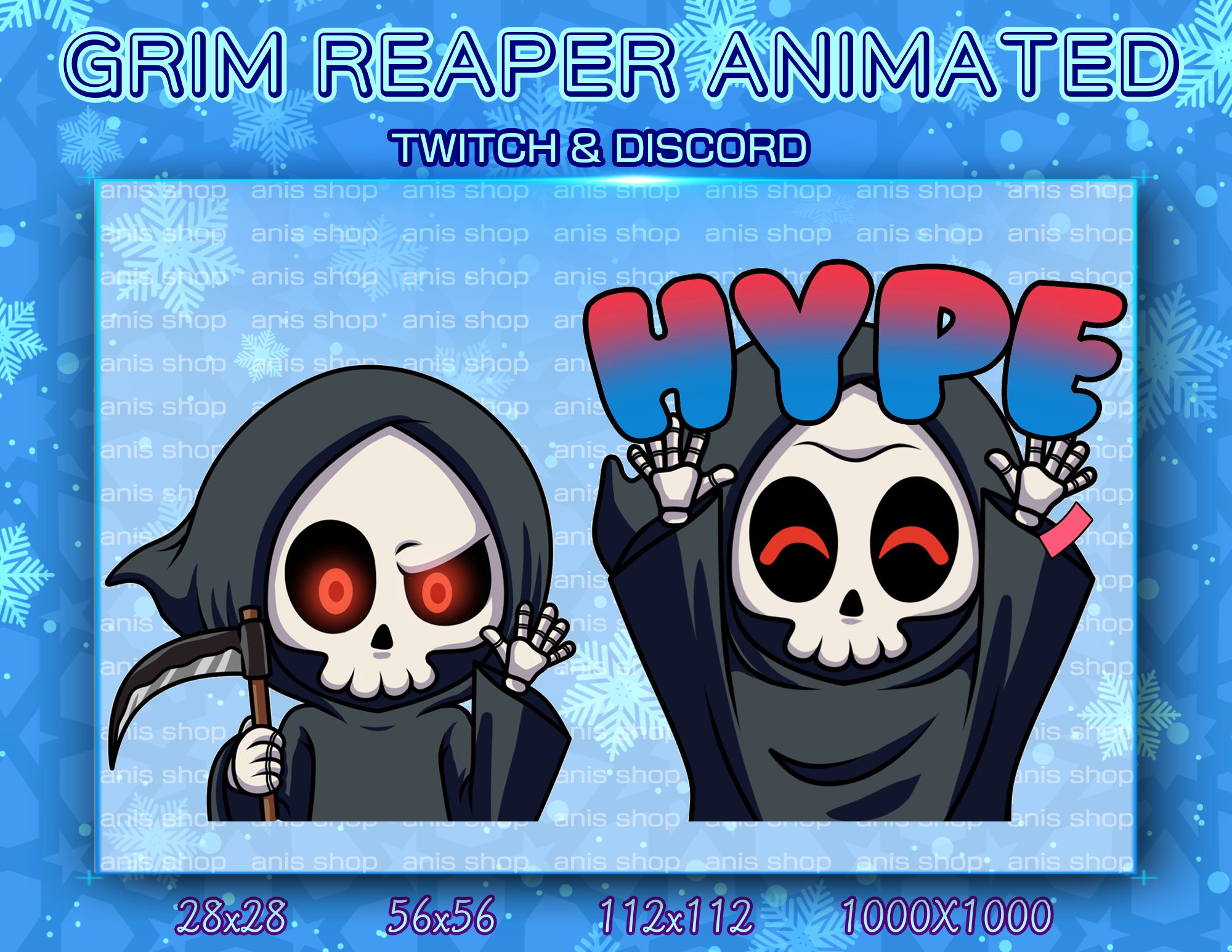 Animated Grim Reaper Emotes/ Grim Reaper Chibi/ Emotes Discord/ Emotes