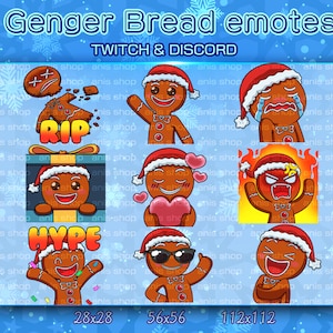 Genger bread Emotes/ Genger bread Chibi/ Emotes Discord/ Emotes Twitch/ Christmas Emotes/Genger bread