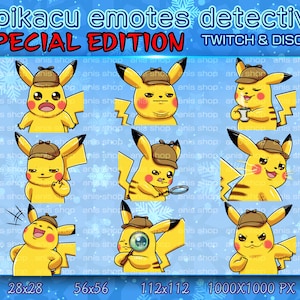 Pikachu detective Emotes/ PikachuChibi/ Emotes Discord/ Emotes Twitch