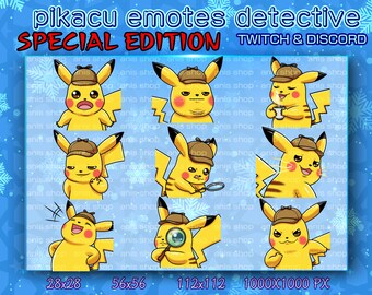 Pikachu Detektiv Emotes/ PikachuChibi/ Emotes Discord/ Emotes Twitch
