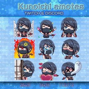 Kunoichi / women ninja / girl ninja / ninja emotes/ ninja cute/ ninja chibi/ emotes twitch/ emotes chibi/ emotes bundle