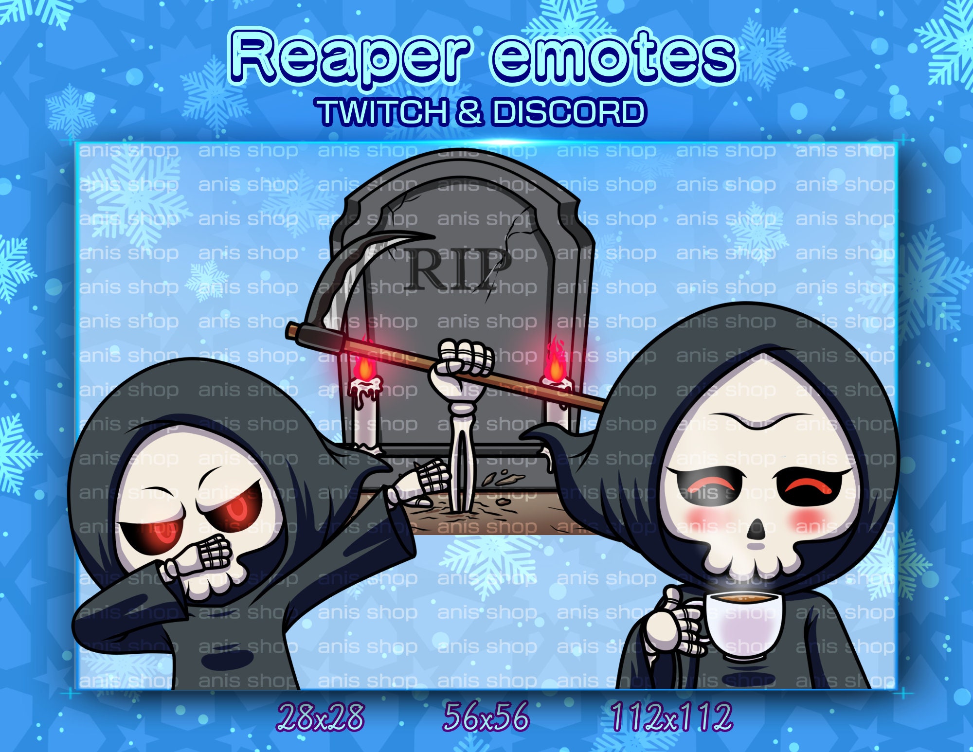 Grim Reaper Emotes/ Grim Reaper Chibi/ Emotes Discord/ Emotes Twitch