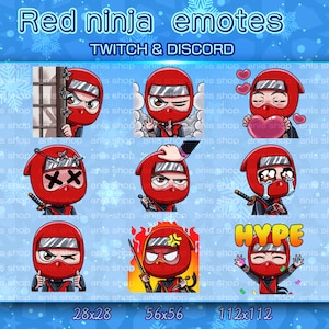 red Ninja Emotes/ red Ninja Chibi/ Emotes Discord/ Emotes Twitch/ Animal Emotes