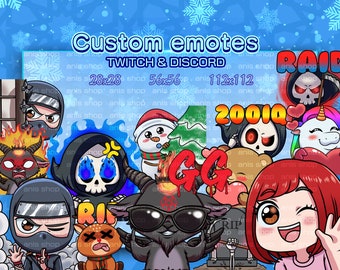 Custom Emotes/ Emotes twitch/ Emotes bundle/ Create emotes/ Emotes discord/Emotes chibi