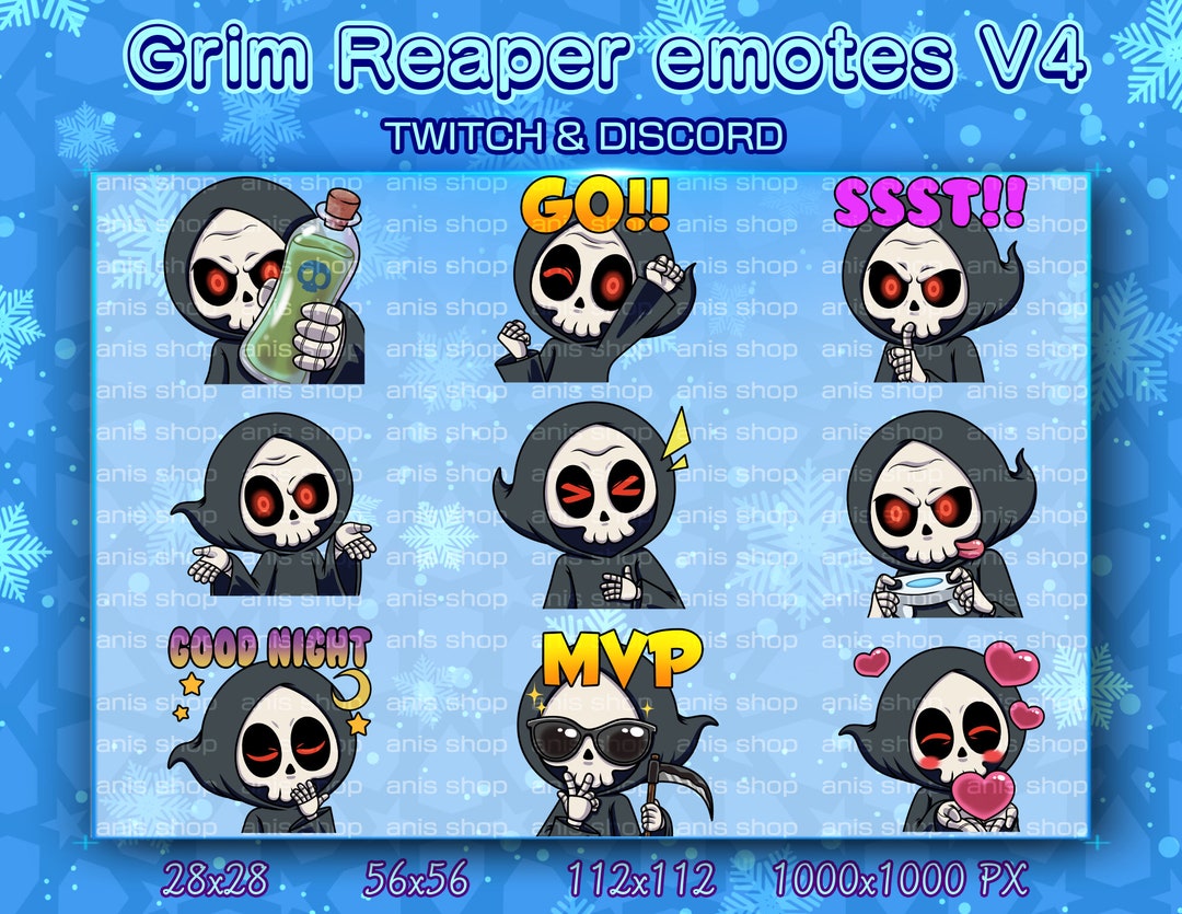 Grim Reaper Emotes V4/ Grim Reaper Chibi/ Emotes Discord/ Emotes Twitch