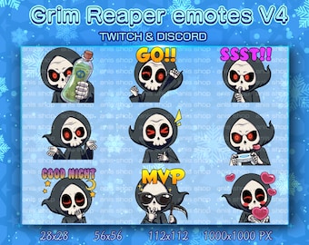 Grim Reaper Emotes v4/ Grim Reaper Chibi/ Emotes Discord/ Emotes Twitch