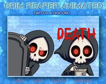Animated grim reaper Emotes/ grim reaper Chibi/ Emotes Discord/ Emotes Twitch/ Skull emotes