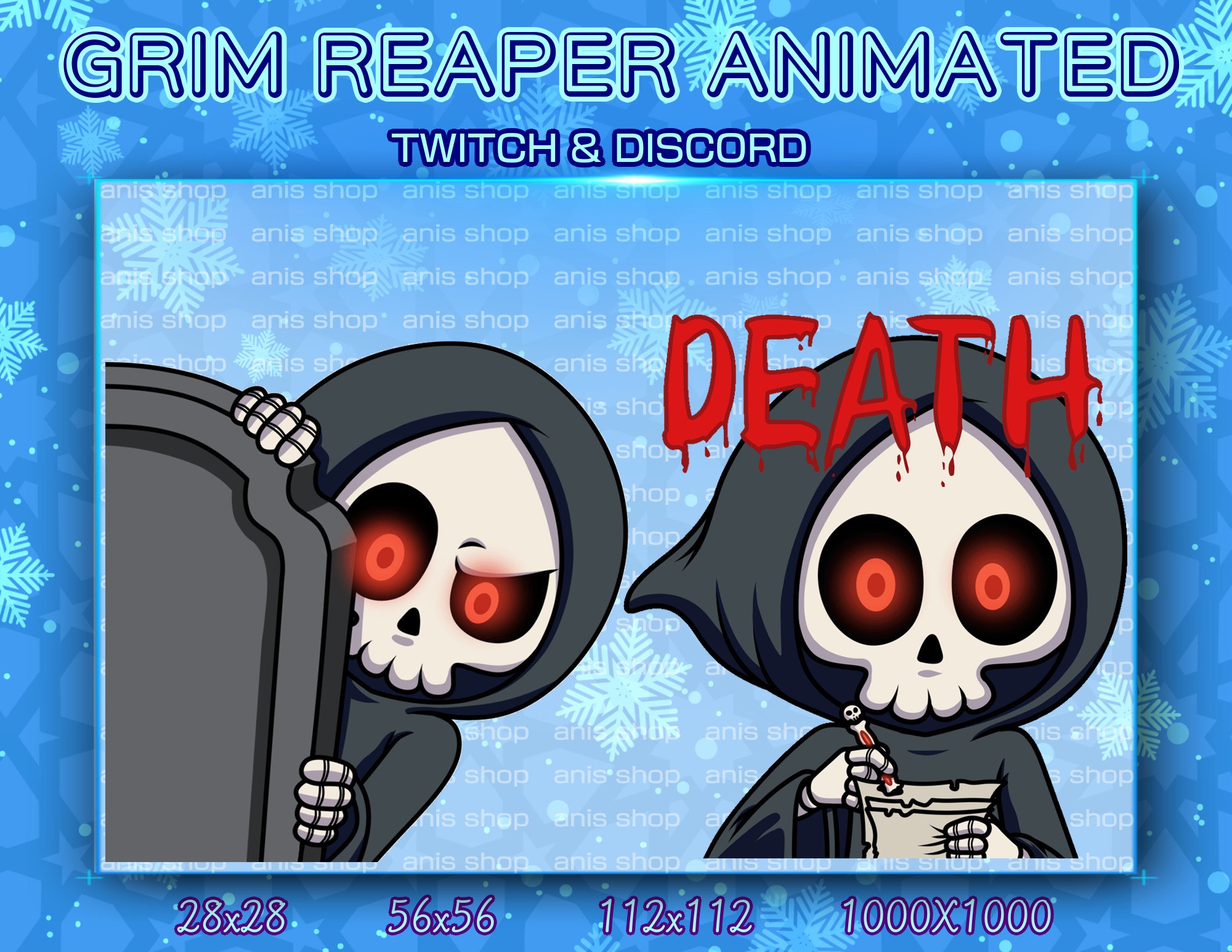 Animated Grim Reaper Emotes/ Grim Reaper Chibi/ Emotes Discord/ Emotes