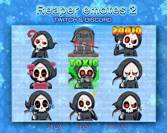 Grim Reaper Emotes/ Grim Reaper Chibi/ Emotes Discord/ Emotes Twitch/ Skull emotes