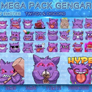 Méga pack d'émoticônes Gengar/ Gengar Chibi/ Émotes Discord/ Émotes Twitch