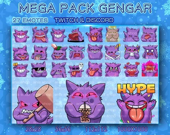 Gengar Mega pack Emotes/ Gengar  Chibi/ Emotes Discord/ Emotes Twitch