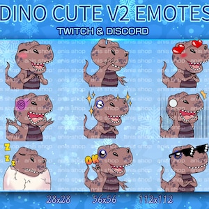 Dino 4 v2 Emotes/ DIino Chibi/ Emotes Discord/ Emotes Twitch/dinosaurus chibi