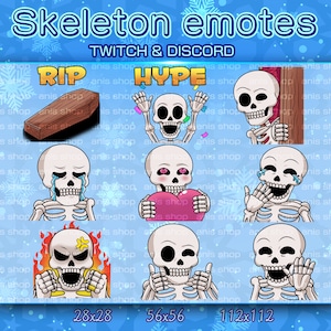 Skeleton Emotes/ Skeleton Chibi/ Emotes Discord/ Emotes Twitch