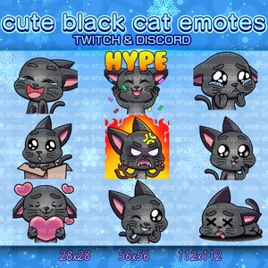 Black Cat Emotes/ Black Cat Chibi/ Emotes Discord/ Emotes Twitch/ Animal Emotes