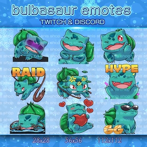 Bulbasaur Emotes/ Bulbasaur Chibi/ Emotes Discord/ Emotes Twitch