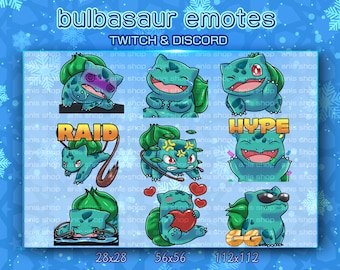 Bulbasaur Emotes/ Bulbasaur Chibi/ Emotes Discord/ Emotes Twitch