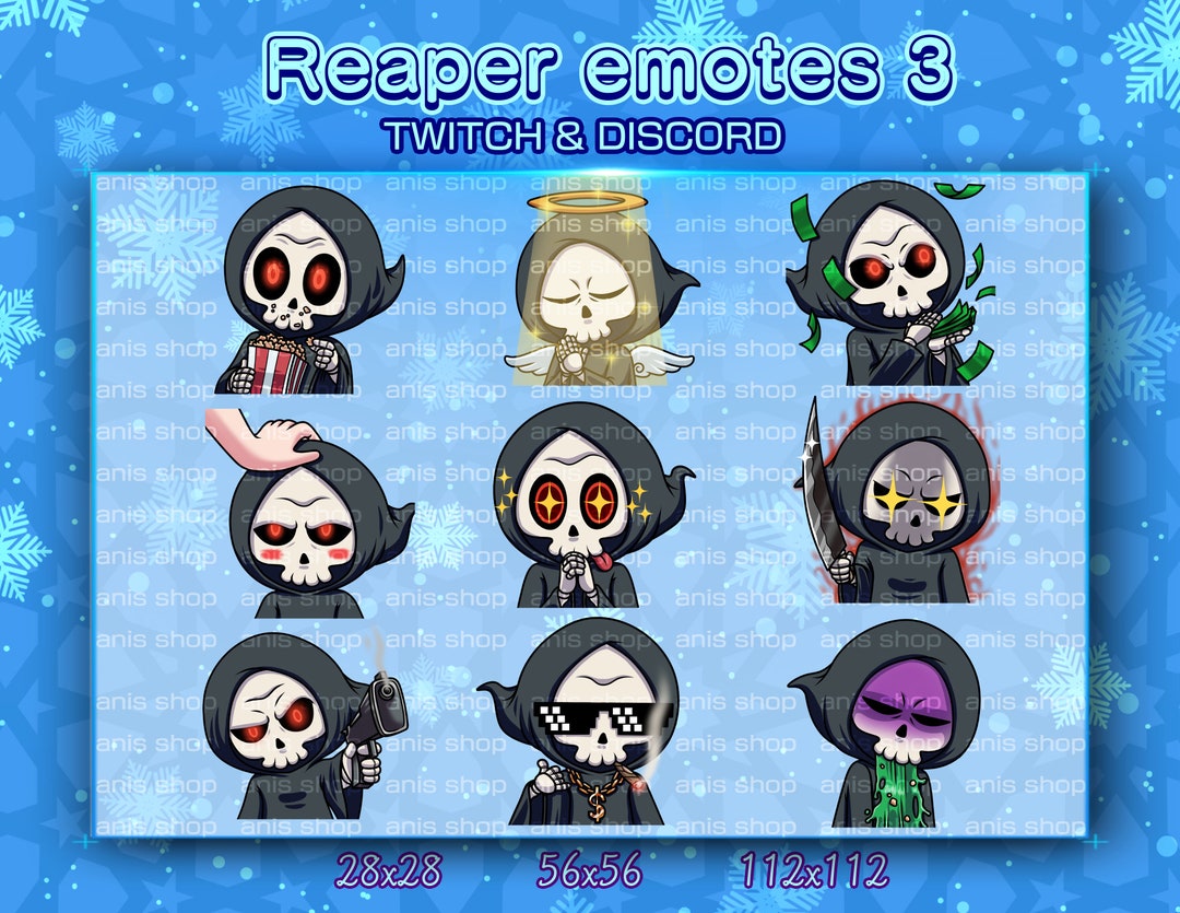 Grim Reaper Emotes V3/ Grim Reaper Chibi/ Emotes Discord/ Emotes Twitch