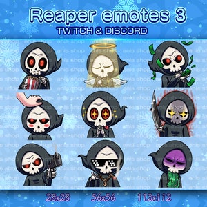 Grim Reaper Emotes v3/ Grim Reaper Chibi/ Emotes Discord/ Emotes Twitch