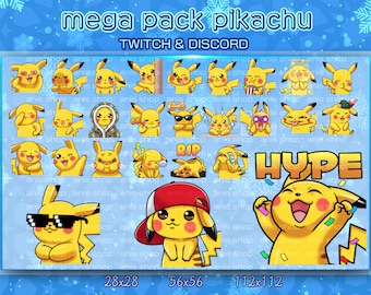 Pikachu mega pack Emotes/ PikachuChibi/ Emotes Discord/ Emotes Twitch