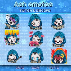 Apex Legends Ash Emotes / Apex Legends Ash süß / Apex Legends Ash Chibi / Emotes zucken / Emotes Chibi / Emotes Bundle