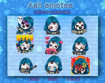 Emotes de Ash de Apex Legends / Ash adorable de Apex Legends / Ash chibi de Apex Legends / Emotes de Twitch / Emotes chibi / Paquete de emotes