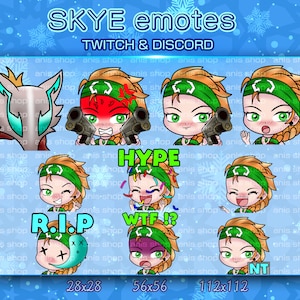Emoticones de Skye de Valorant/Emoticones lindos de Skye de Valorant/Emoticones chibi de Skye de Valorant/Emoticones de Twitch/Emoticones chibi/Paquete de emoticones