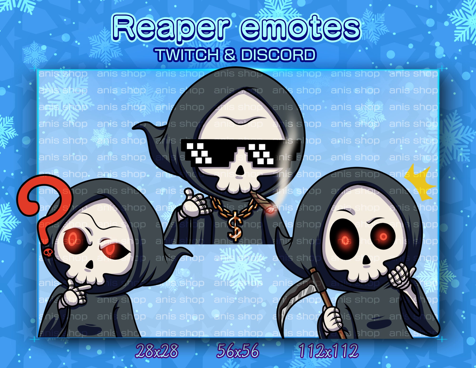 Buy Grim Reaper Emotes/ Grim Reaper Chibi/ Emotes Discord/ Emotes