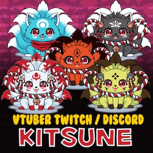 Live2d Vtuber Kitsune / Vtuber Discord/ Vtuber Twitch/ Vtuber Model for Commercial multiple colors Ready to Use Live2D Full Body