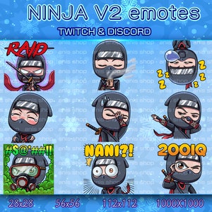 Ninja v2 Emotes/ Ninja Chibi/ Emotes Discord/ Emotes Twitch/ assasin Emotes