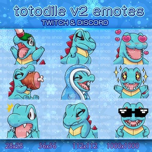Totodile v2 Emotes/ Totodile Chibi/ Emotes Discord/ Emotes Twitch