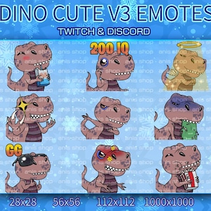 Dino 4 v3 Emotes/ DIino Chibi/ Emotes Discord/ Emotes Twitch/dinosaurus chibi